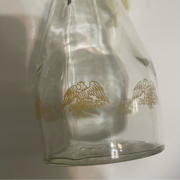 Vintage Log Cabin Glass Maple Syrup Dispenser Gold Eagle clear/gold/white - Picture 2 of 14